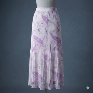 GANNI Pleated Maxi Skirt Size 38 US 6 Georgette Purple Wedding Guest Art to Wear